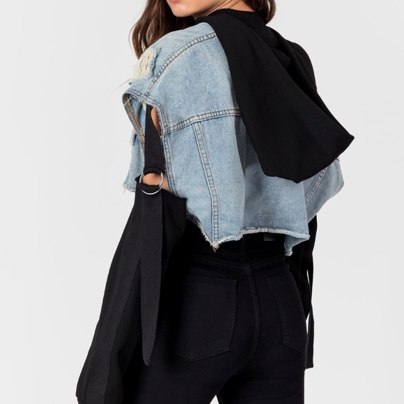 CARMAR NICHOLAS CROPPED SWEATSHIRT DENIM JACKET - Picture 3 of 8